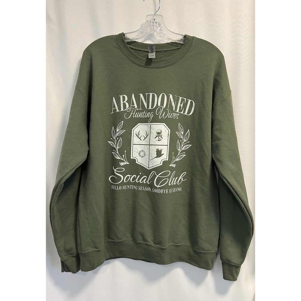 Abandoned Hunting Wives Social Club Womens Oversized Hunter Green Sweatshirt -L